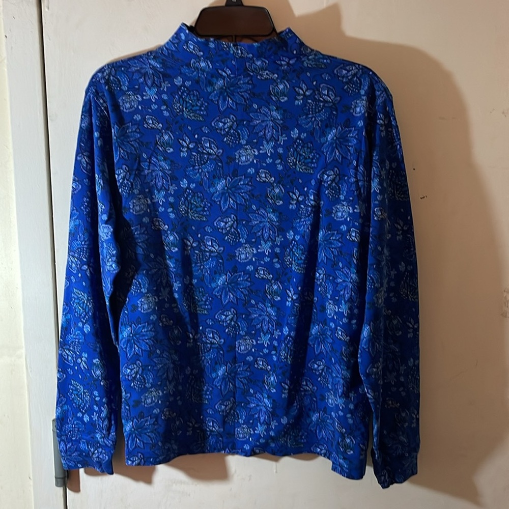 Blue Floral Mock Turtleneck